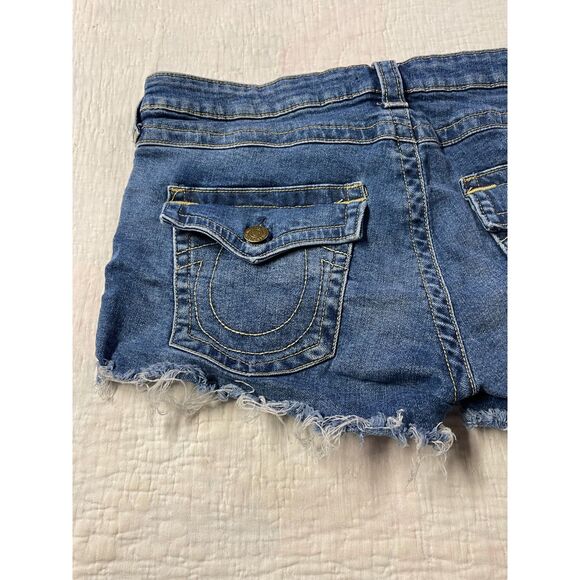 Vintage Y2K True Religion Joey Low Rise Cut Off Denim Shorts, Size 32- Size 14 - Picture 10 of 13